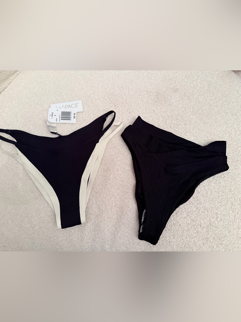 l*space Black Bikini Bottoms with Cream Trim - Two Styles